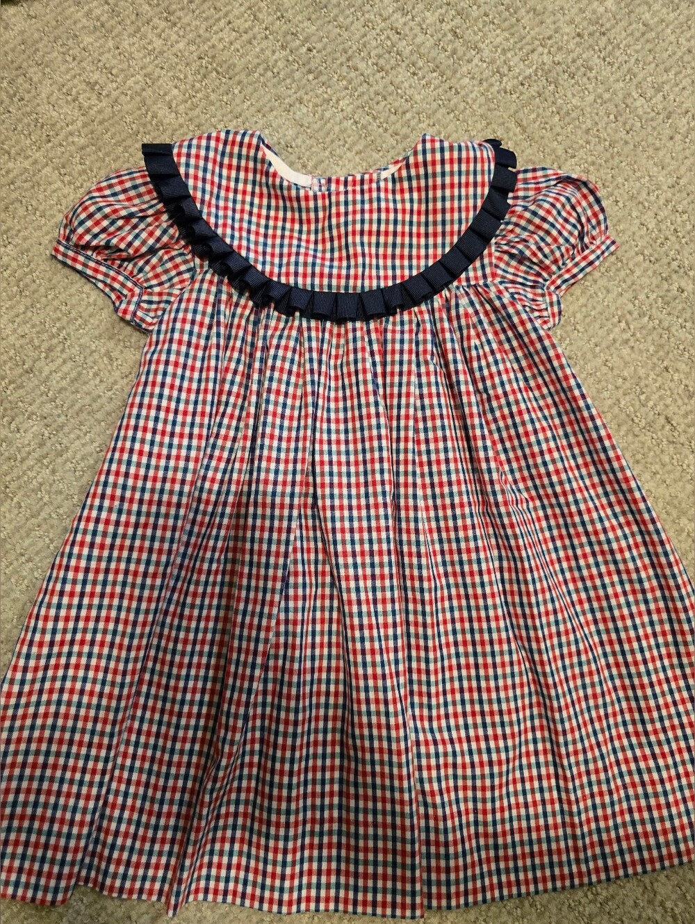 Bailey Boys Classics Red & Navy Gingham Ruffle Collar Kids Dress